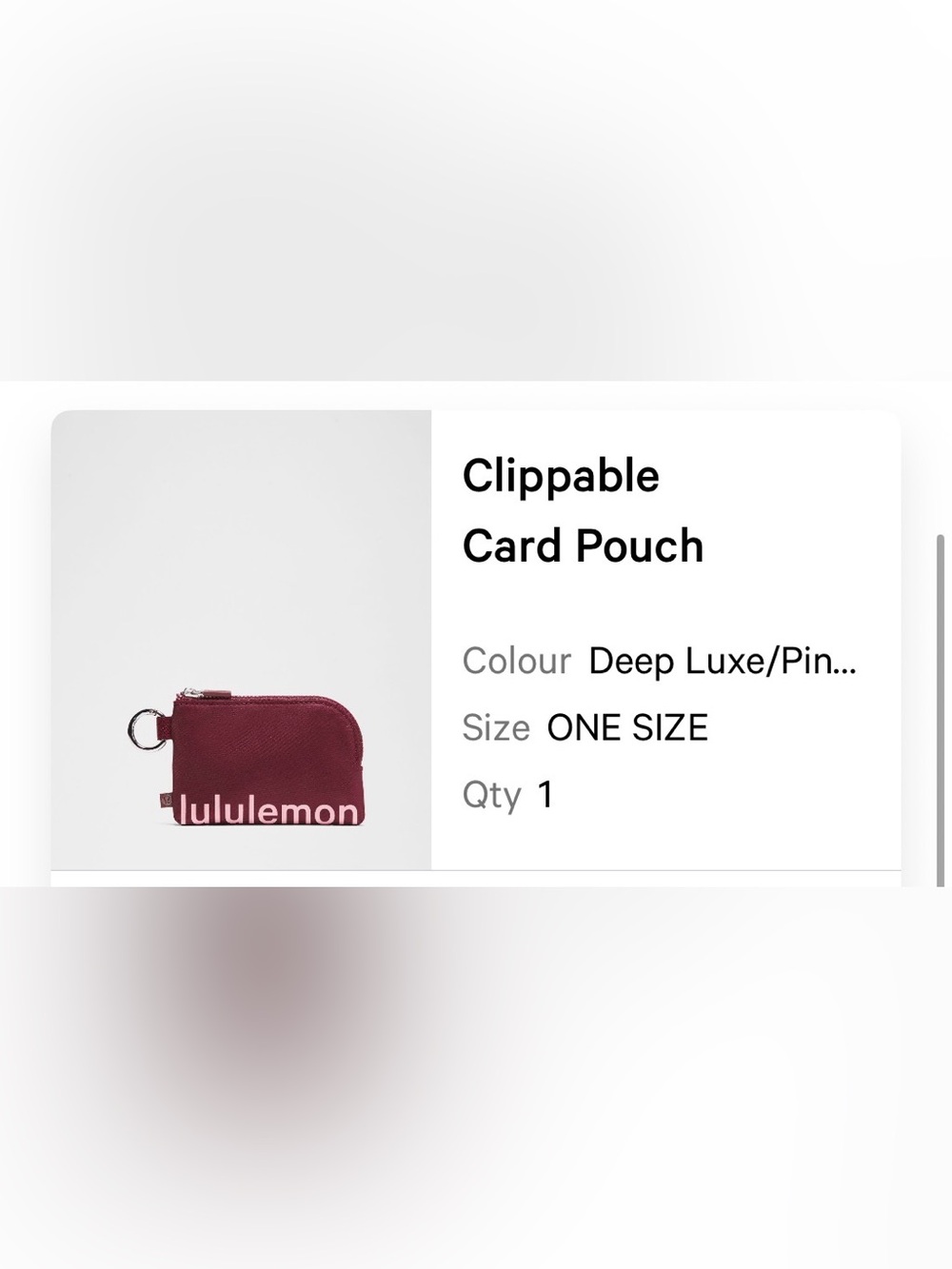 Lululemon Clippable Card Pouch | Deep Luxe/pink